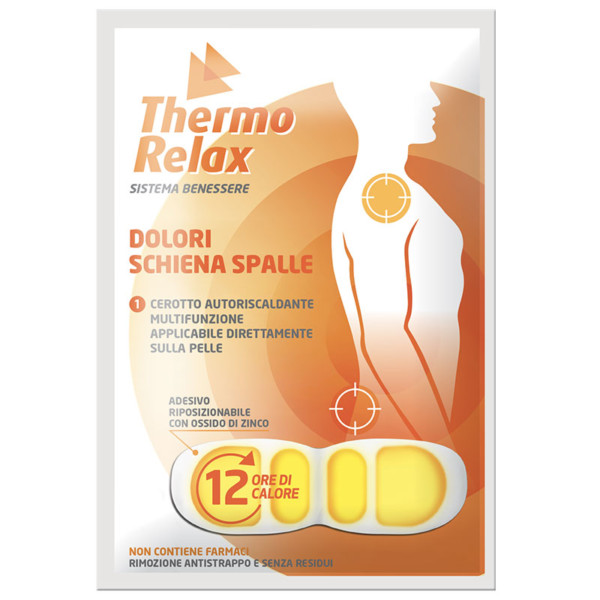 ThermoRelax - Adesivo Autoriscaldante per dolori Schiena/Spalle. 1 cerotto autoriscaldante e adesivo per 1 trattamento. Mantiene il calore fino a 12 ore.